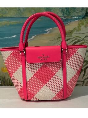 Kate Spade New York Wild Rose Cruise Gingham Wovan Plaid Tote